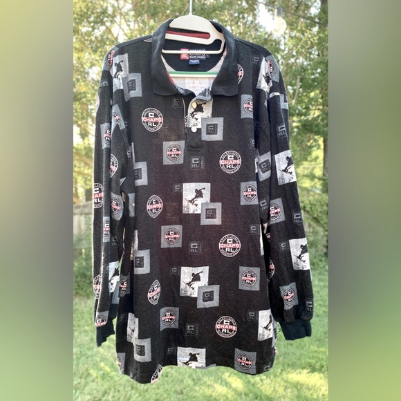 Chaps  Ralph  Lauren Other - Ralph Lauren Chaps Mountain Gear snowboard Printed polo shirt Sz L USA